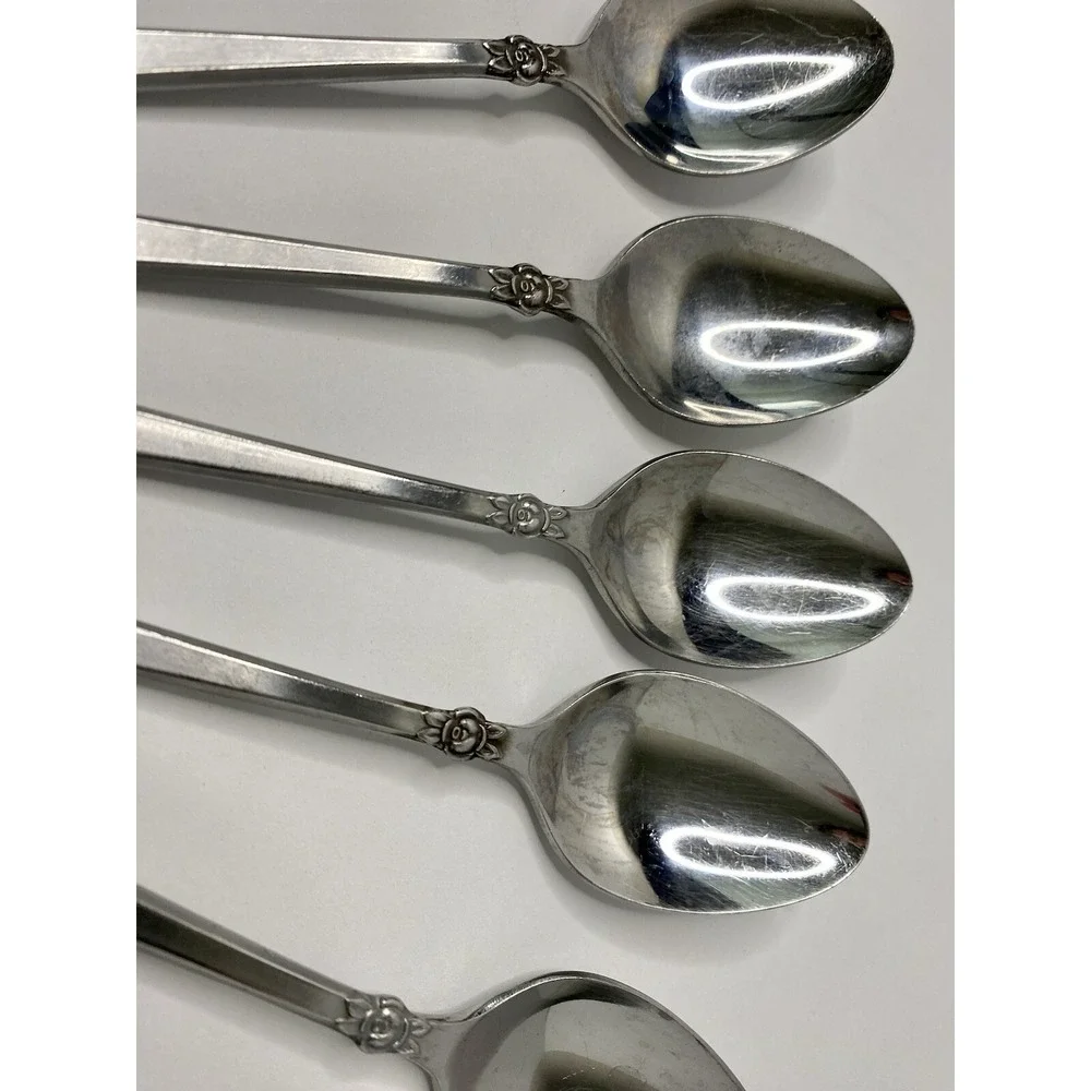 Nasco Stainless Steel Westwood Teaspoons Lot of 7 Made in Japan Rose Floral